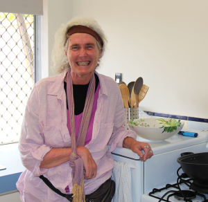 Andrea happy at home